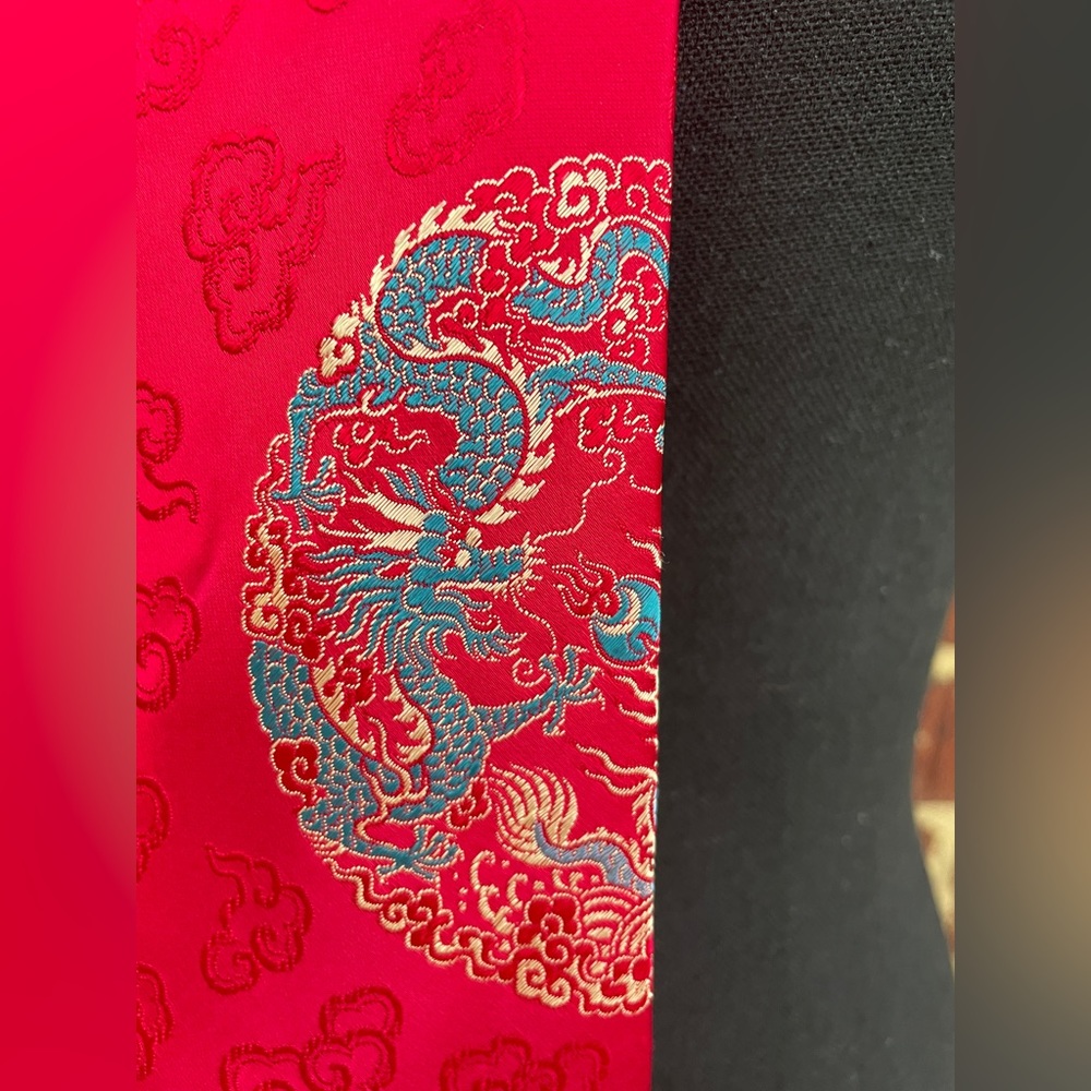 Vintage Japanese Brocade Dragon Silk Necktie View 3